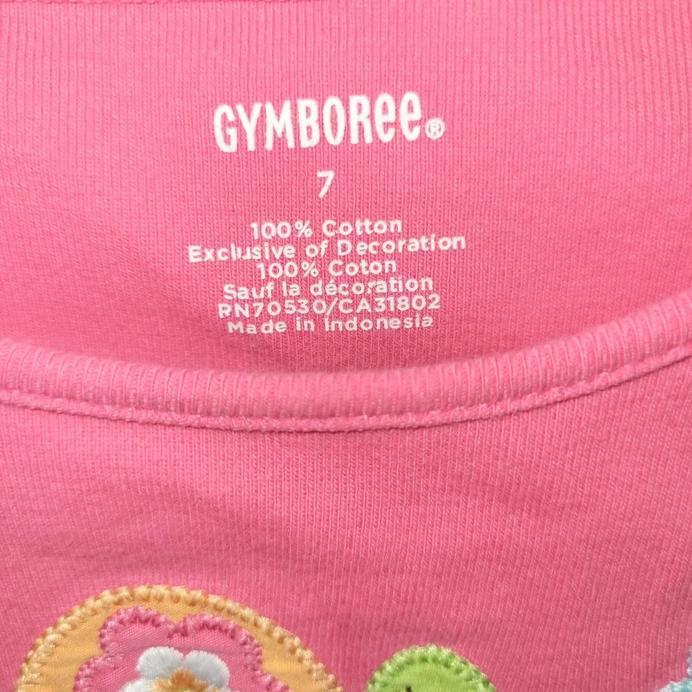 Gymboree Girls Pink Cotton Long Sleeve Turtle Flower Peplum Top Shirt Size 7 y2k
